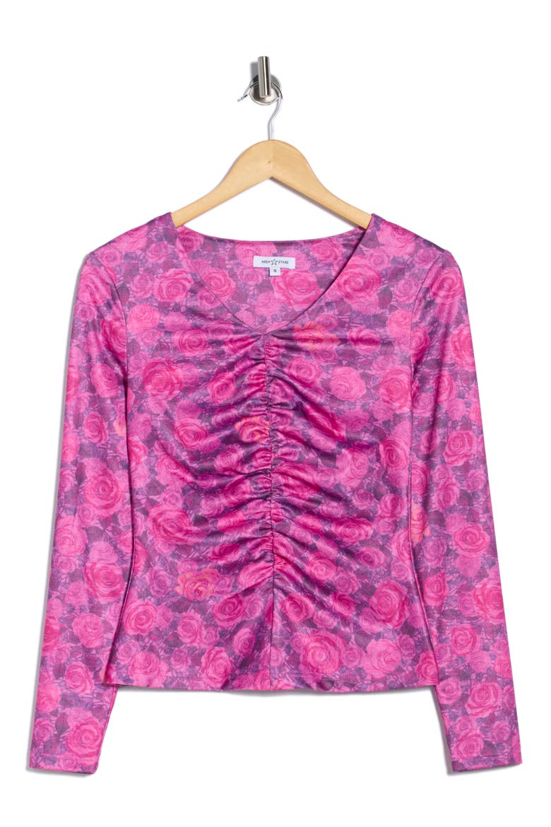 Ruched Jersey Top, Alternate, color, CABBAGE ROSE