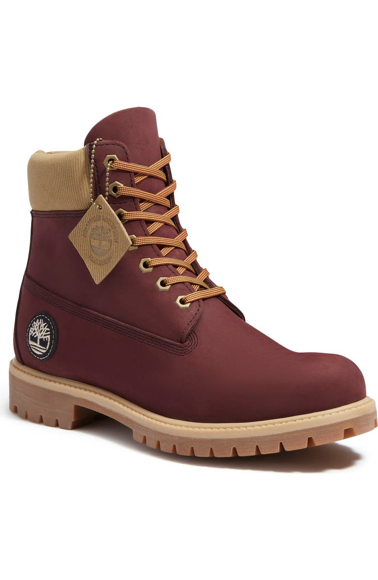 Timberland Premium 6-Inch Waterproof Boot, Main, color, Burgundy Nubuck
