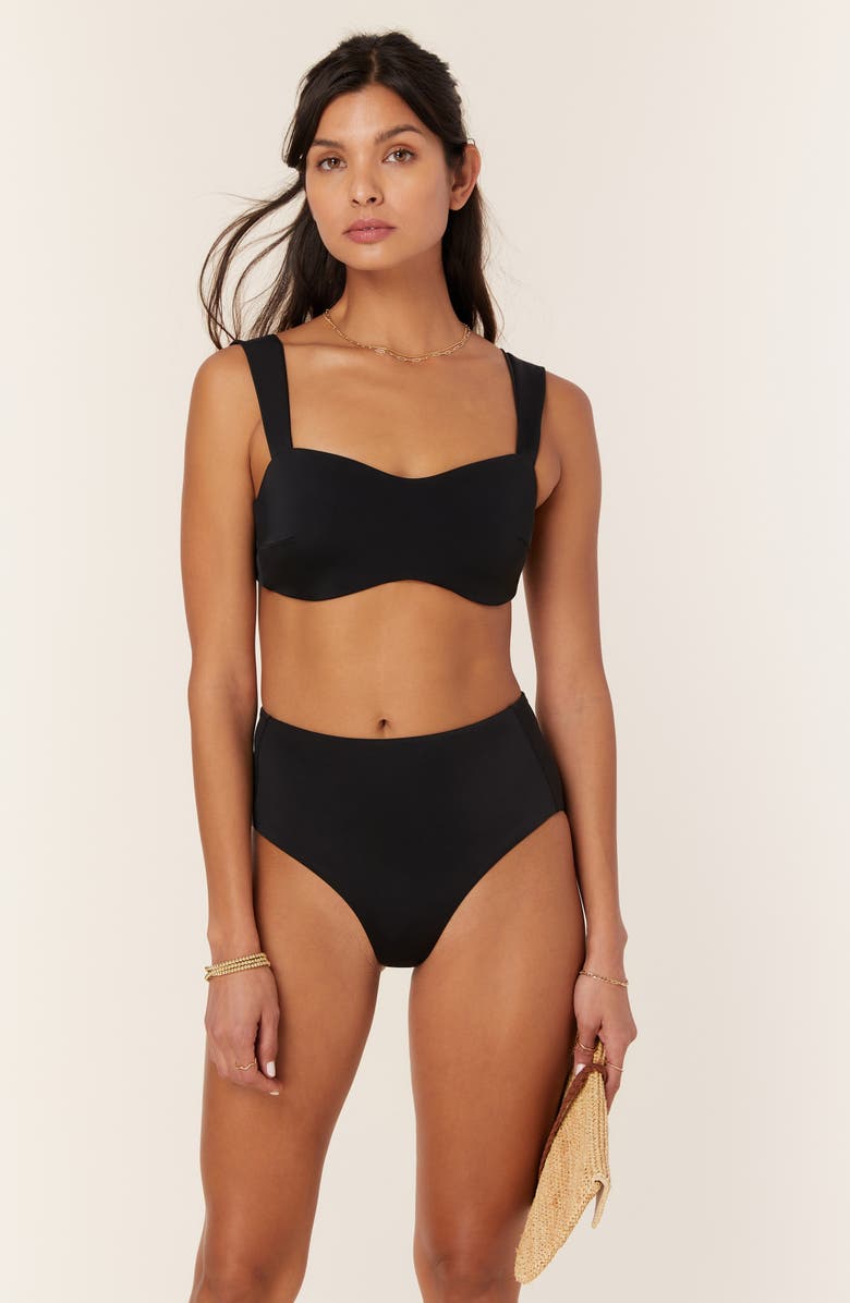 Andie High Waist Bikini Bottoms, Alternate, color, Black