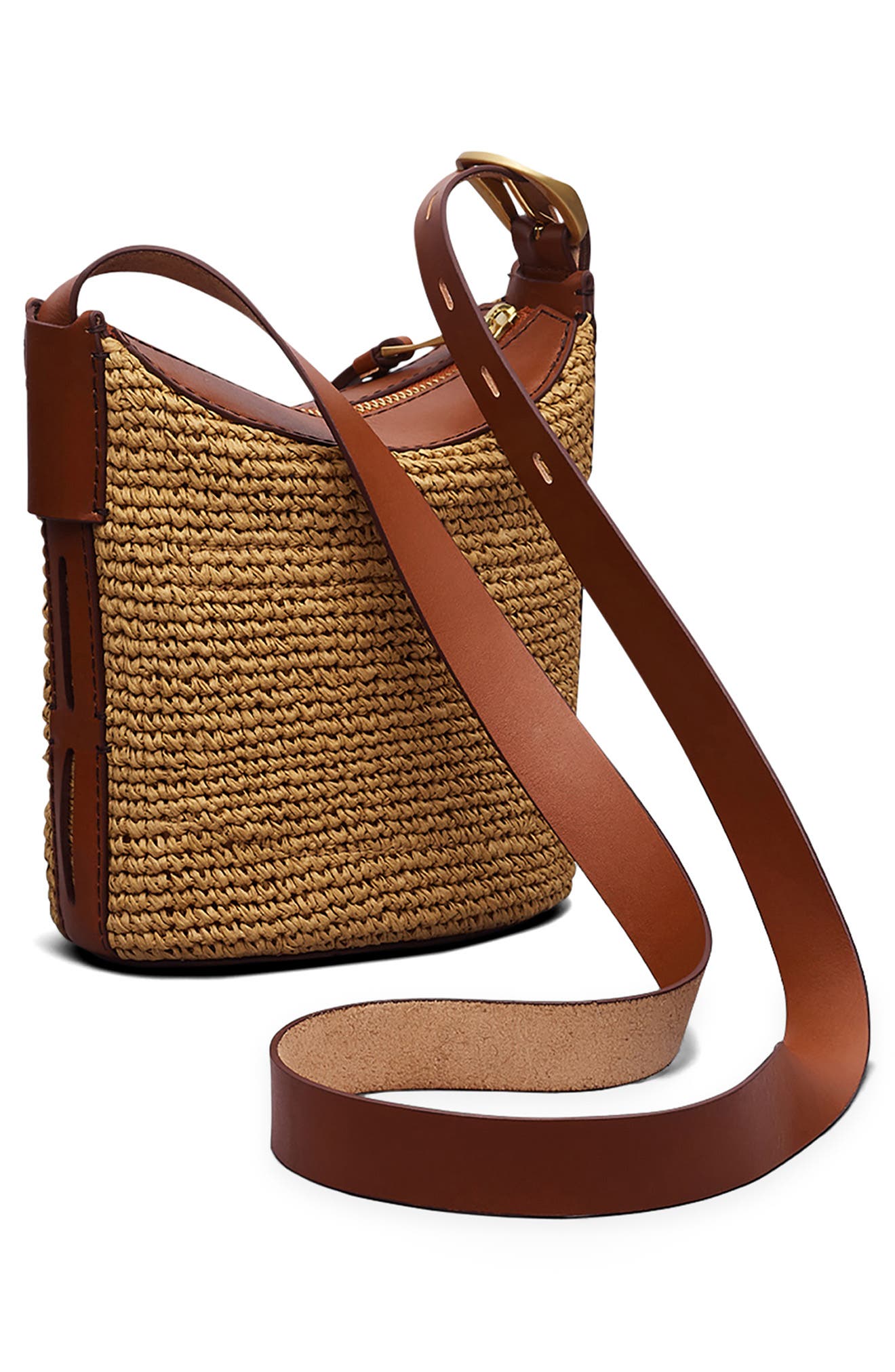 rag & bone Belize Mini Straw & Leather Bucket Bag (Women) | Nordstromrack