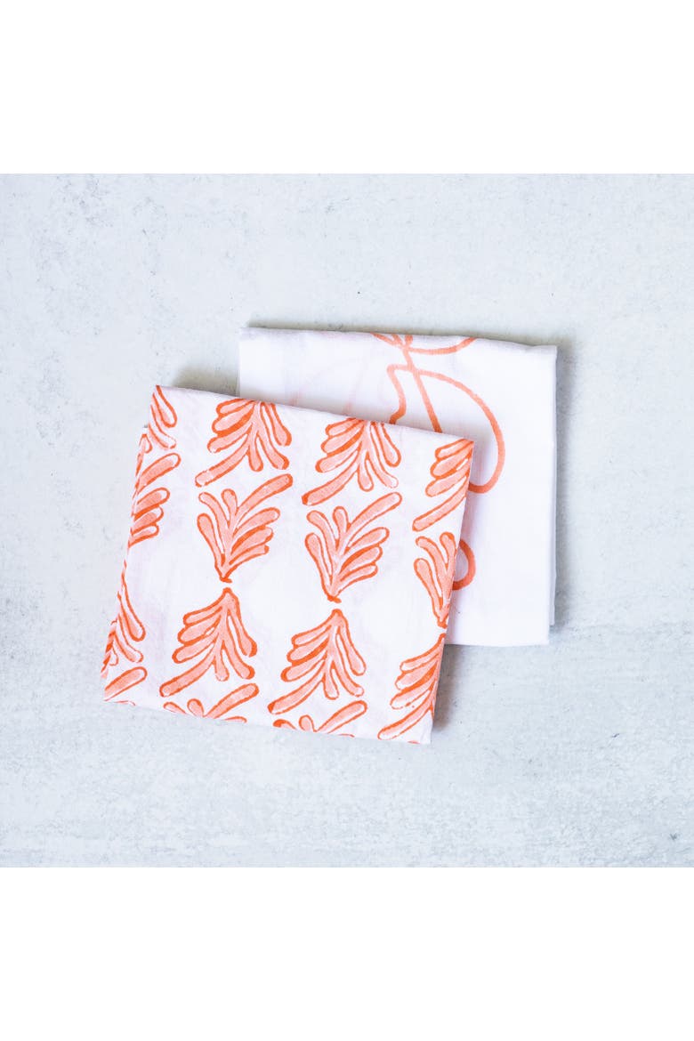 Tea Towel Set - Palmetto & Joyful, Alternate, color, Orange