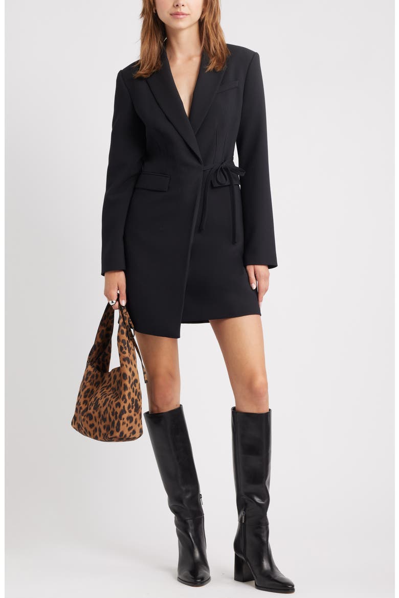 The Icon Suiting Wrap Blazer Dress, Main, color, BLACK