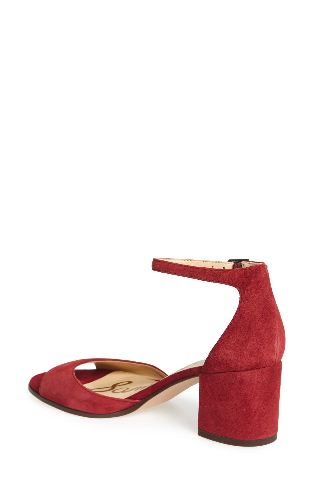 Susie d'Orsay Ankle Strap Sandal, Alternate, color, TANGO RED SUEDE