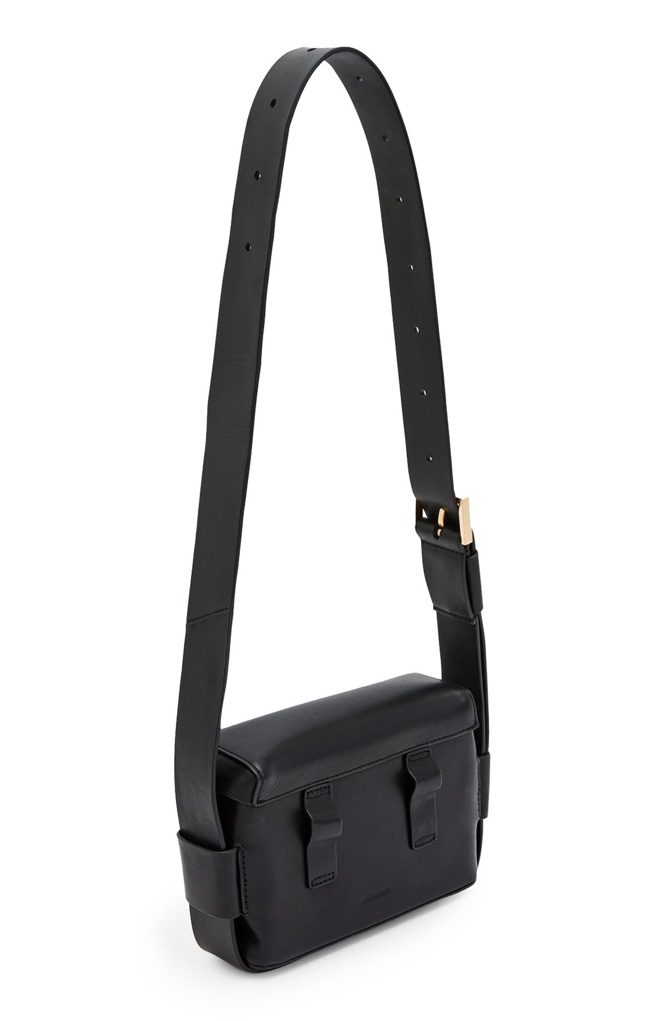 AllSaints Frankie Convertible Leather Crossbody Bag, Alternate, color, Black