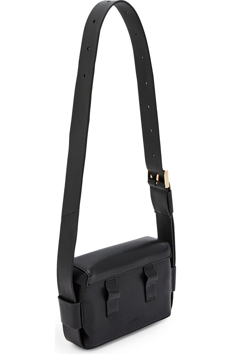 AllSaints Frankie Convertible Leather Crossbody Bag, Alternate, color, Black