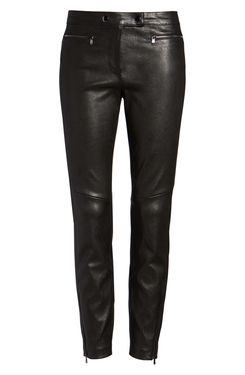Nordstrom Signature Stretch Leather Biker Pants, Alternate, color, 