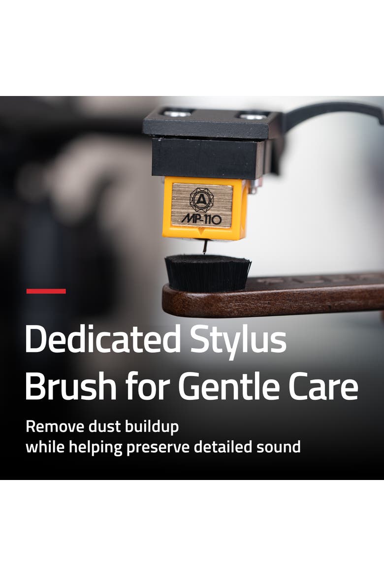 Vinyl Record Cleaning Kit with Carbon Fiber Brush and Stylus Brush, Alternate, color, Natural Walnut