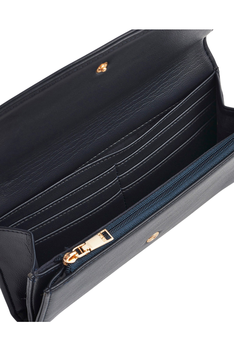 Floral Applique Long Wallet, Alternate, color, Navy