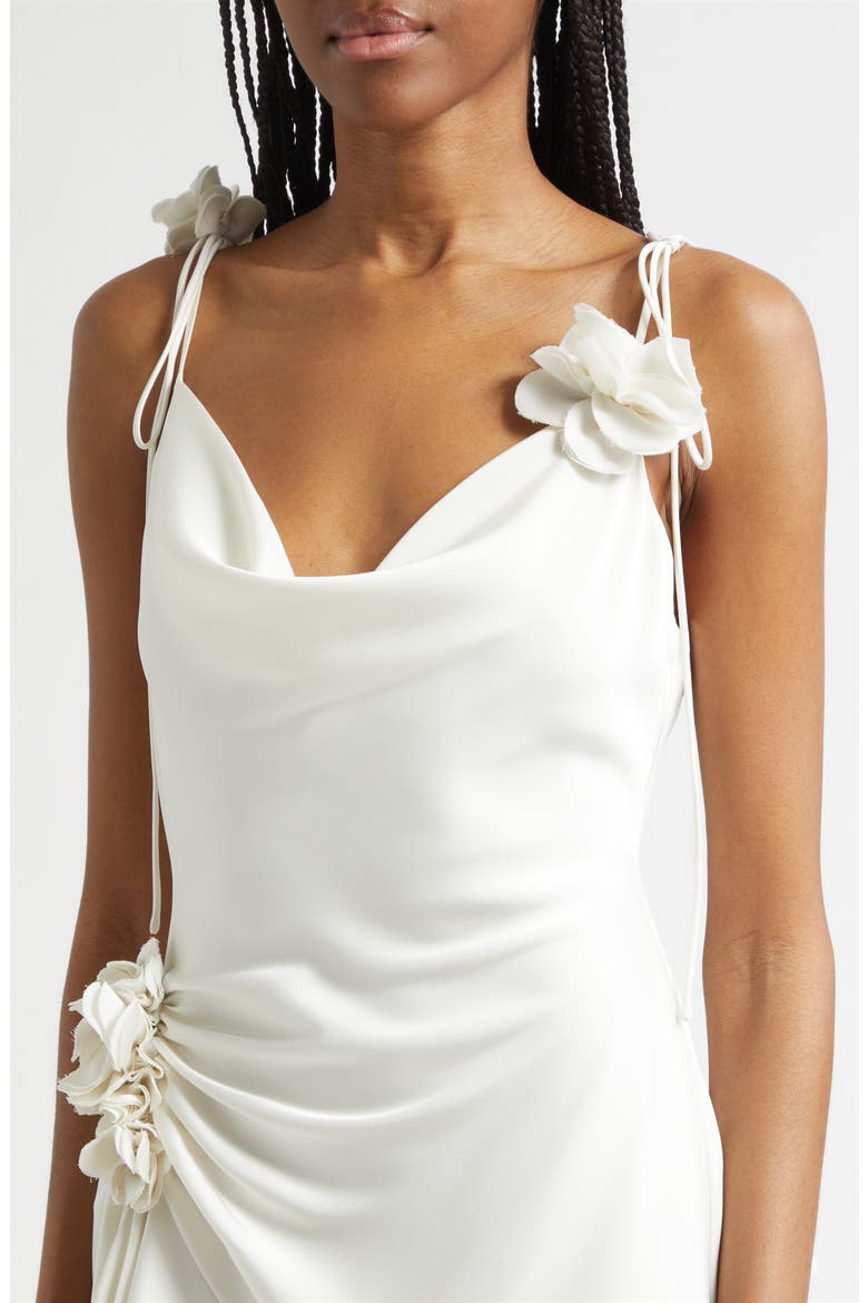 Ganessa Ruched Satin Dress, Alternate, color, IVORY