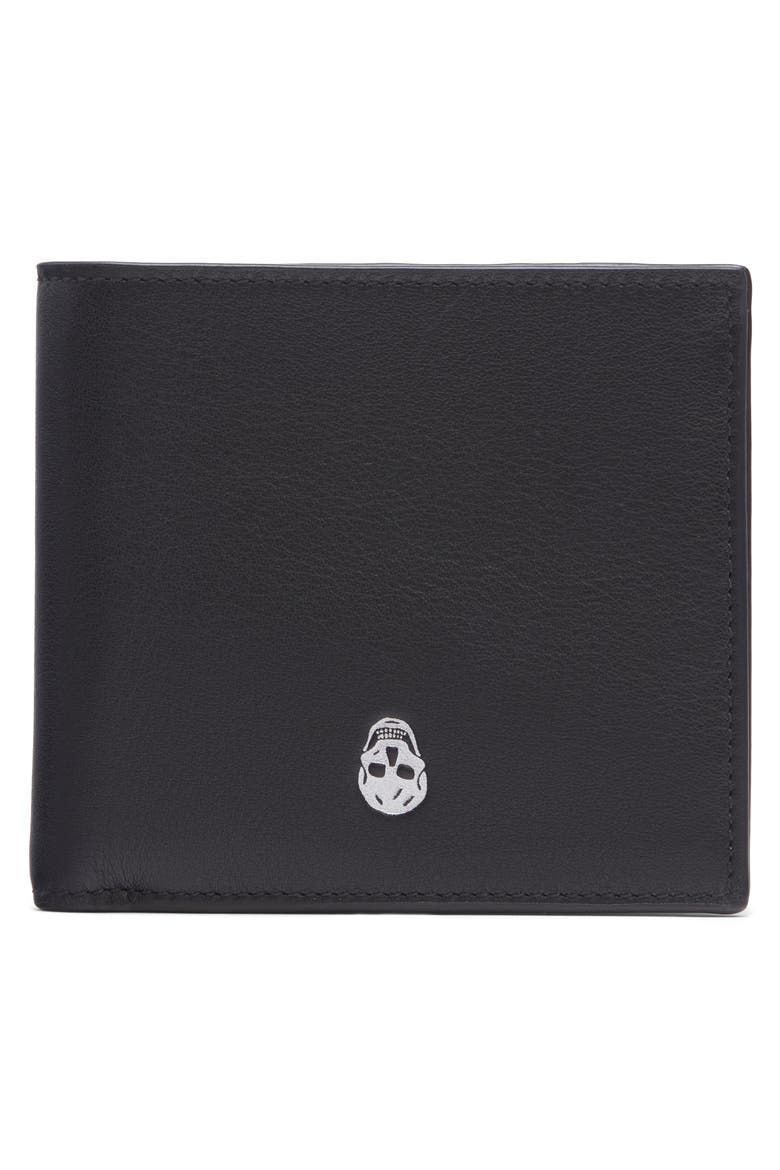 Leather Biffold Wallet, Alternate, color, BLACK/ SILVER