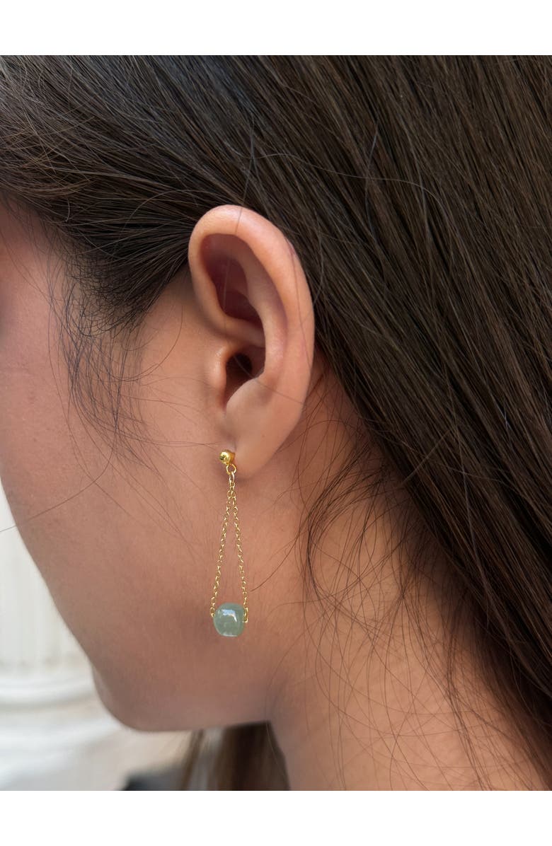 seree Zodiac collection Libra Skinny gold chain jade earrings, Alternate, color, Light Green