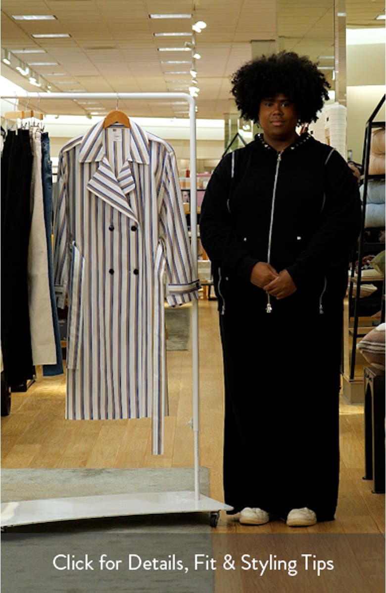 Yoshi Stripe Cotton Blend Trench Coat, sales video thumbnail