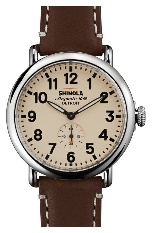 Shinola The Runwell Leather Strap Watch, 41mm In Brown