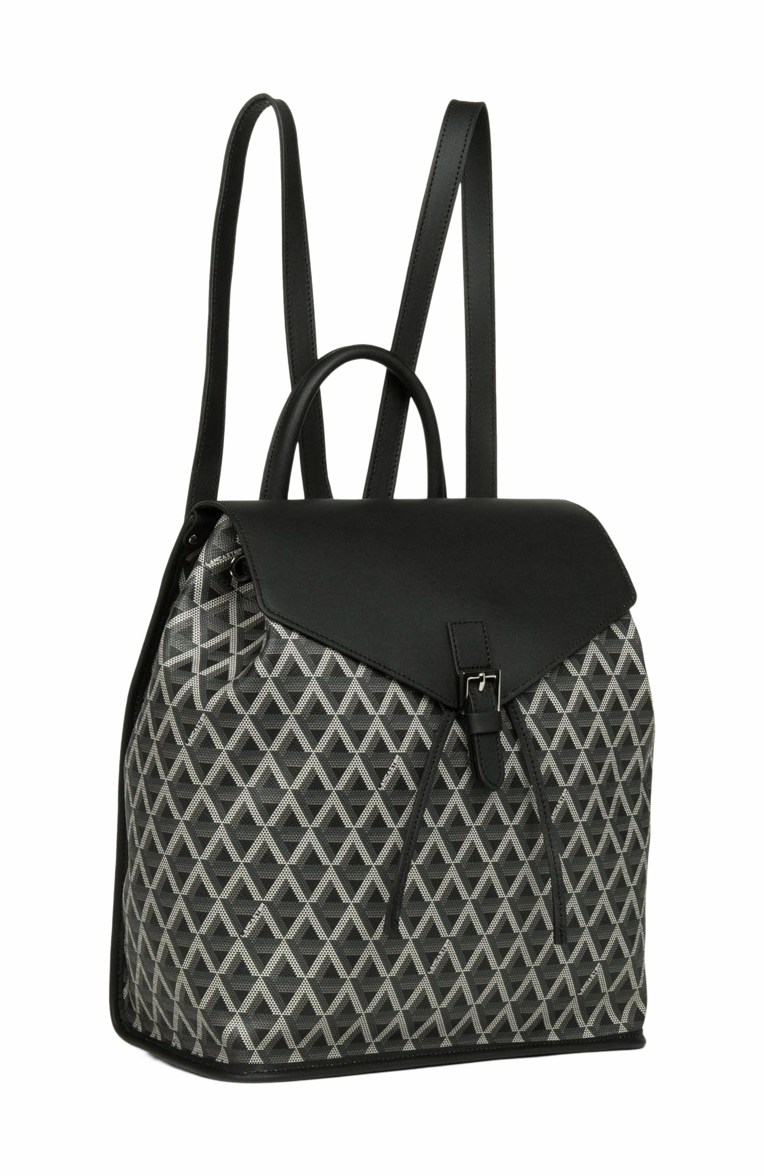 Lancaster Backpack with Flap and Snap Closure Ikon, Alternate, color, Noir