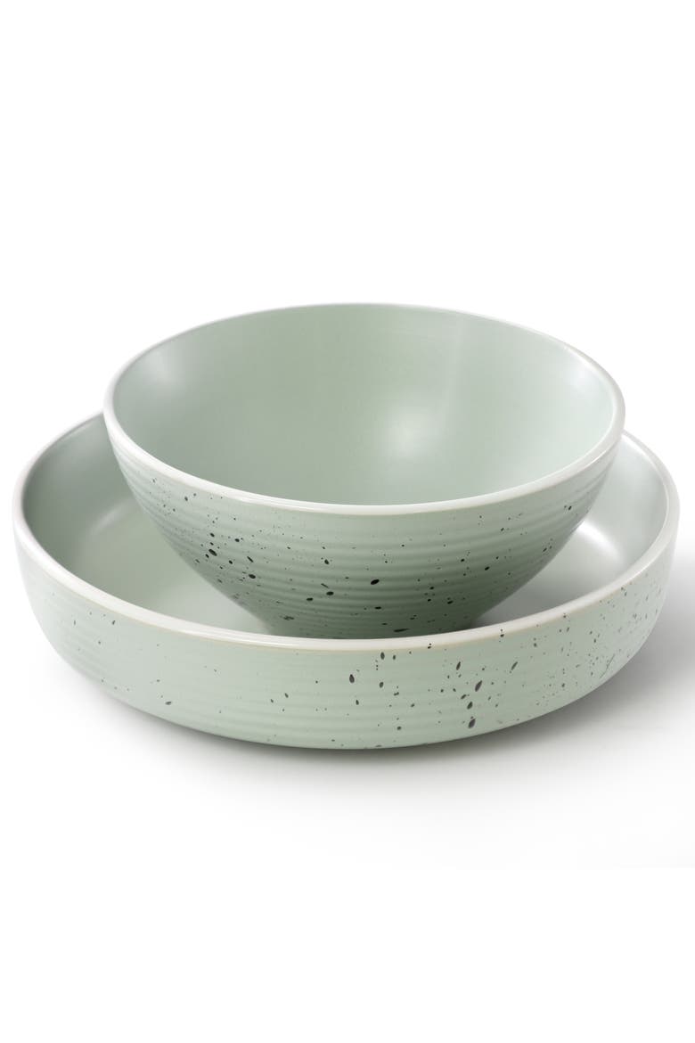 Emilia 16 Piece Double Bowl Stoneware Dinnerware Set, Alternate, color, White