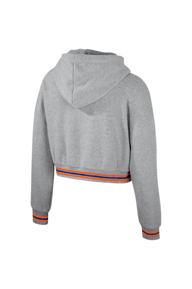 Women's The Wild Collective Heather Gray Florida Gators Cropped Shimmer Pullover Hoodie, Alternate, color, Heather Gray