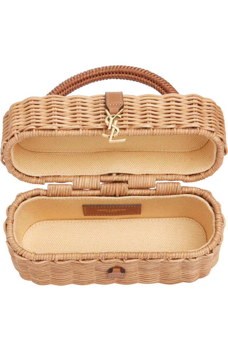 Saint Laurent Gaby Wicker Vanity Bag, Alternate, color, Naturel/ Brick