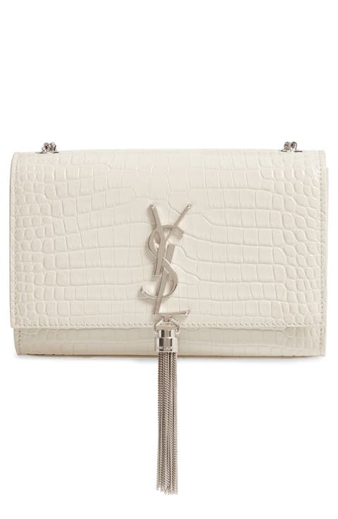 Small Kate Croc Embossed Leather Shoulder Bag