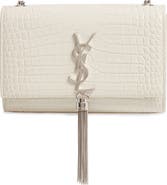 Saint Laurent Small Kate Croc Embossed Leather Shoulder Bag