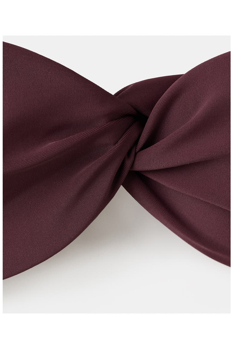 Twist Front Bandeau Bikini Top, Alternate, color, WINE
