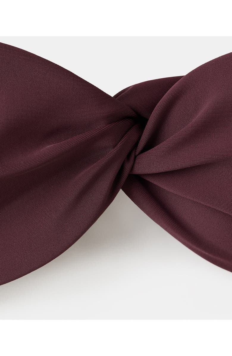 MANGO Twist Front Bandeau Bikini Top, Alternate, color, Wine