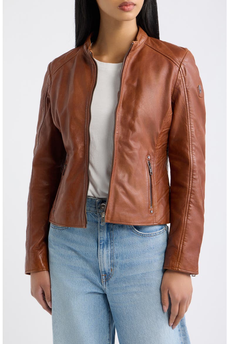 Alva Leather Jacket with Hood, Alternate, color, COGNAC