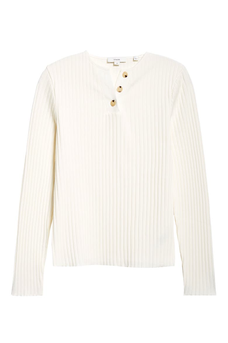 Cotton Blend Rib Henley Sweater, Alternate, color, OFF WHITE