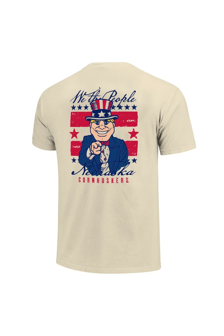 Men's  Cream Nebraska Huskers Uncle Sam Mascot T-Shirt, Alternate, color, Cream
