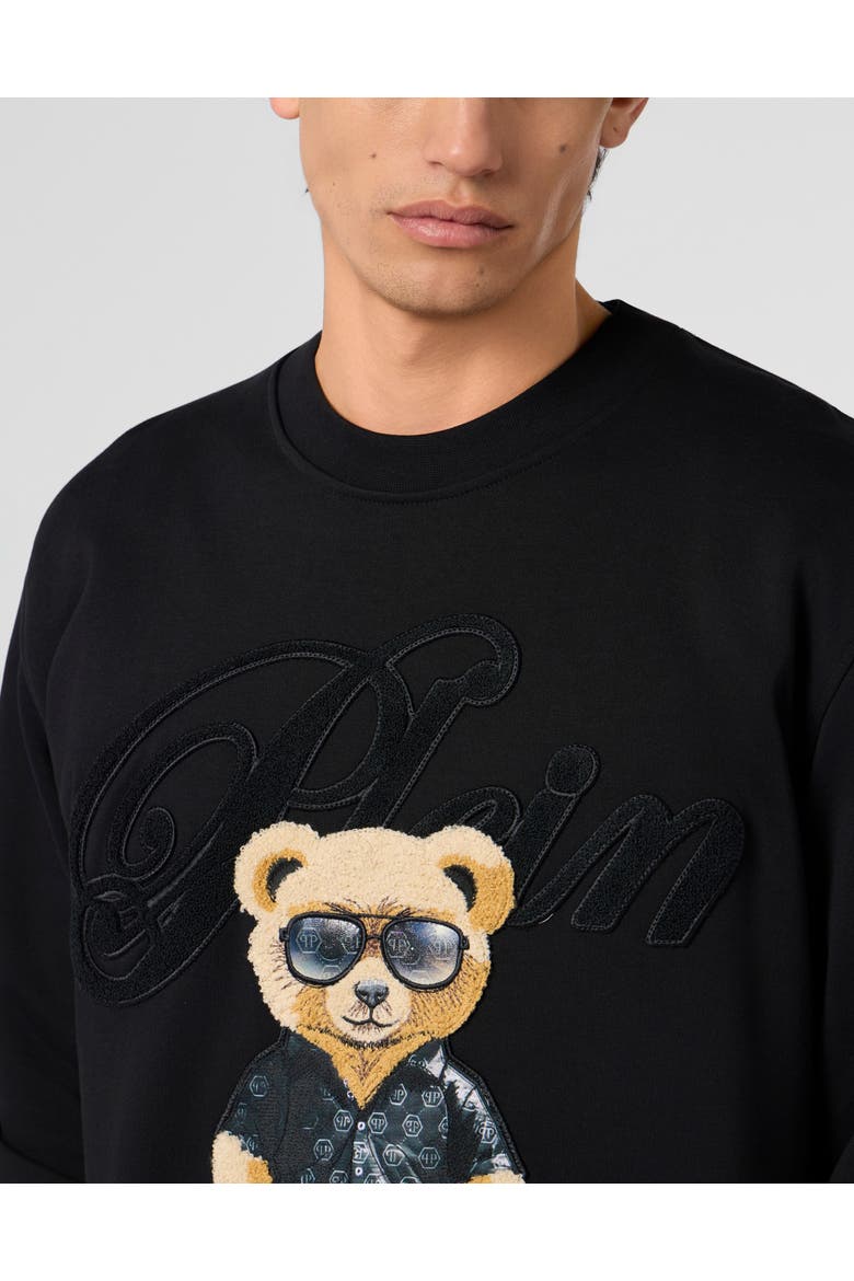 Round Neck Sweatshirt Teddy Men, Alternate, color, black