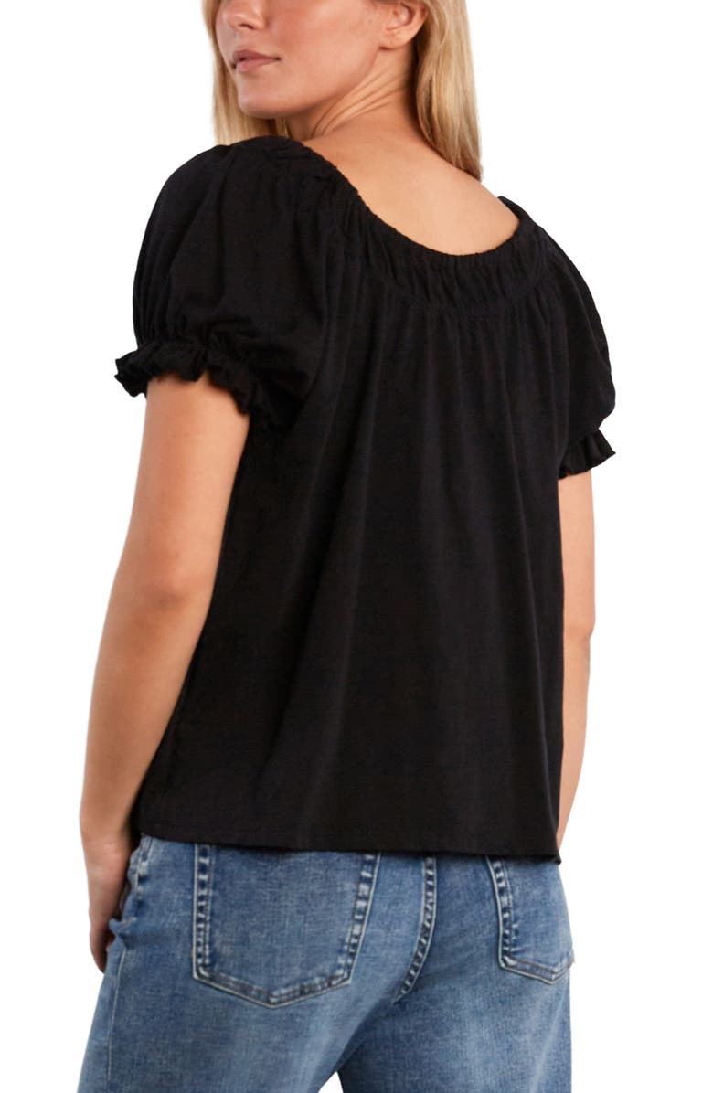 Billy T Gathered Cotton Peasant T-Shirt, Alternate, color, Black Beauty