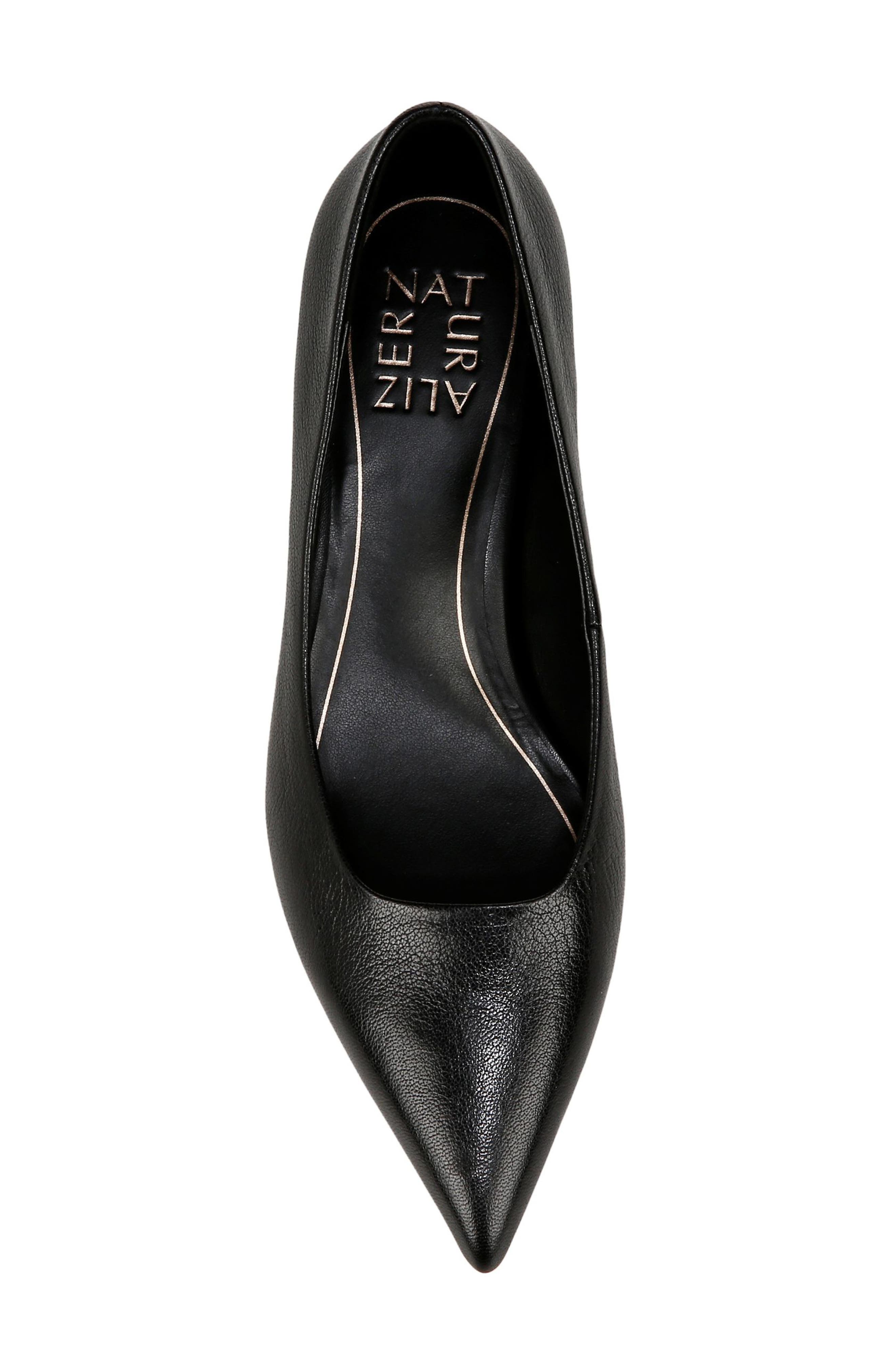 Naturalizer Natalia Pointed Toe Kitten Heel Pump, Alternate, color, Black Leather