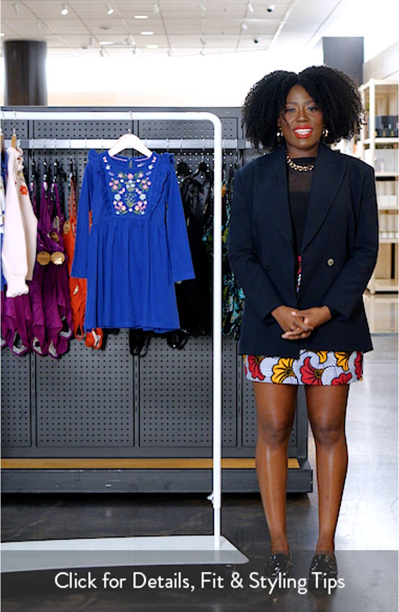 Kids' Embroidered Ruffle Long Sleeve Cotton Dress, sales video thumbnail