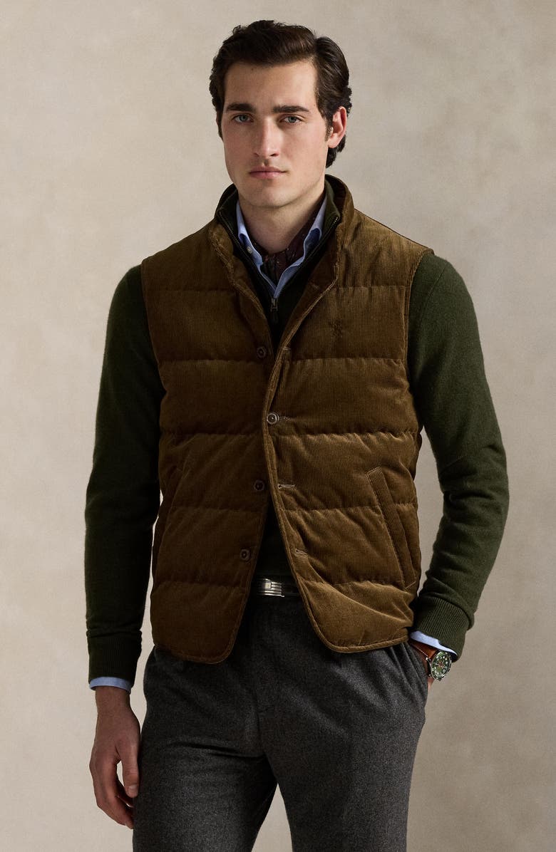 Polo Ralph Lauren 12 Wale Corduroy 650 Fill Power Down Vest, Alternate, color, Pale Russet X