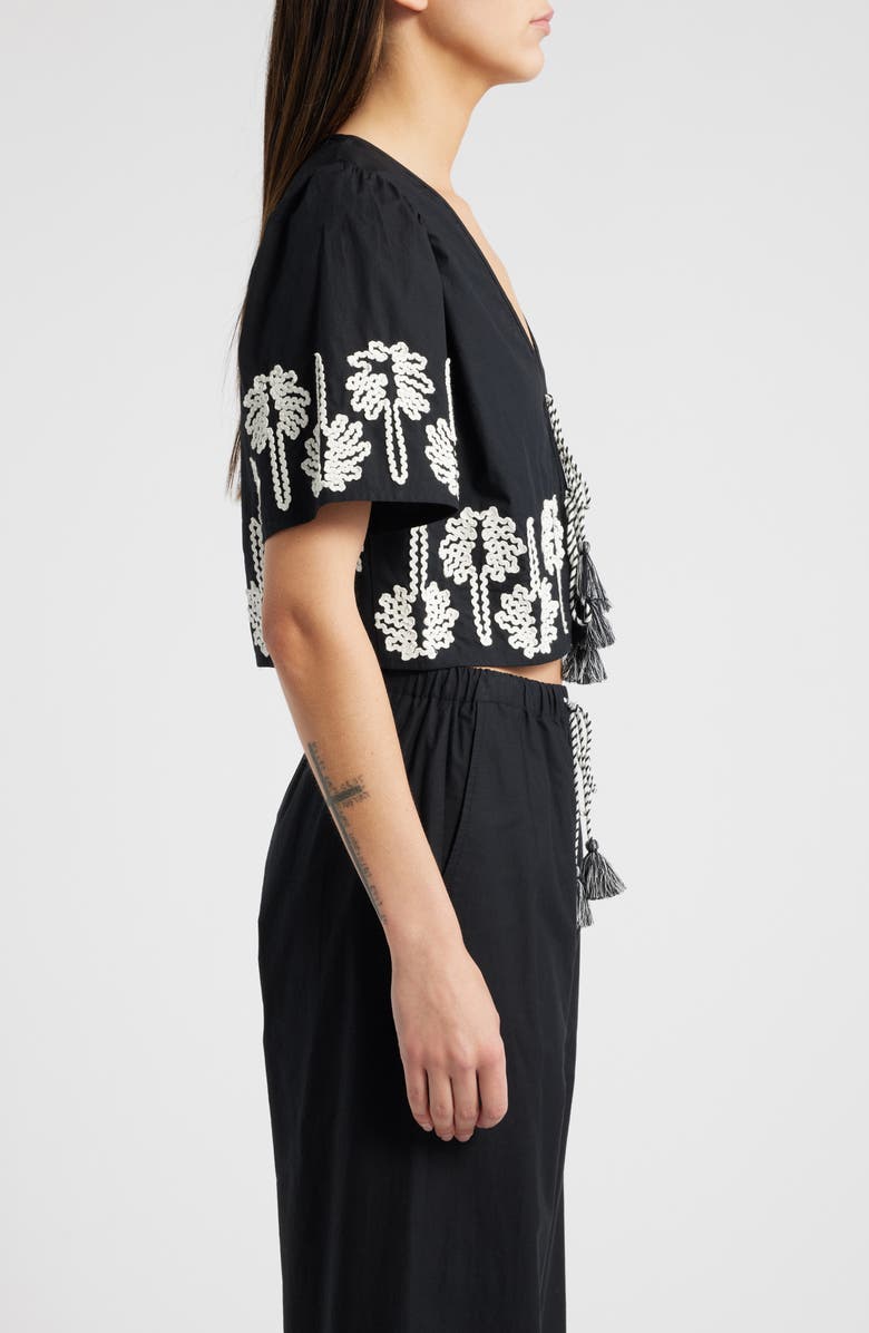 Rails Pari Rickrack Palms Tie Front Cotton Crop Top, Alternate, color,