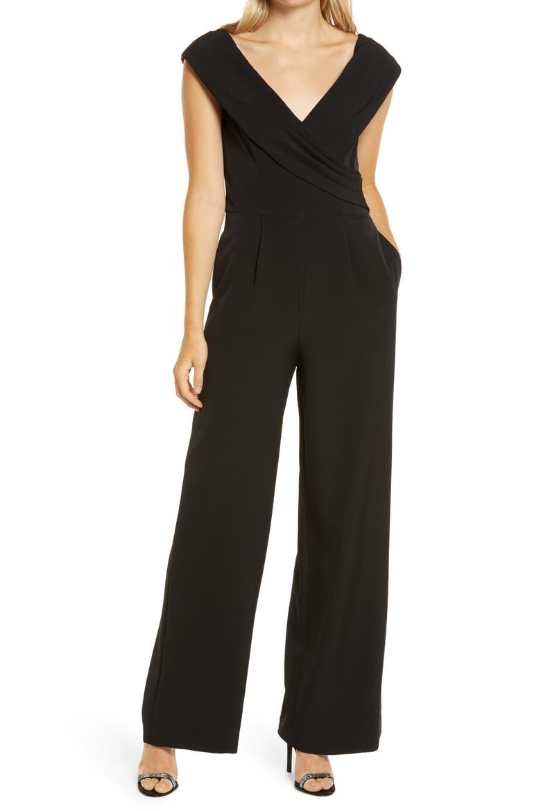 Off the Shoulder Jumpsuit, Main, color, BLACK