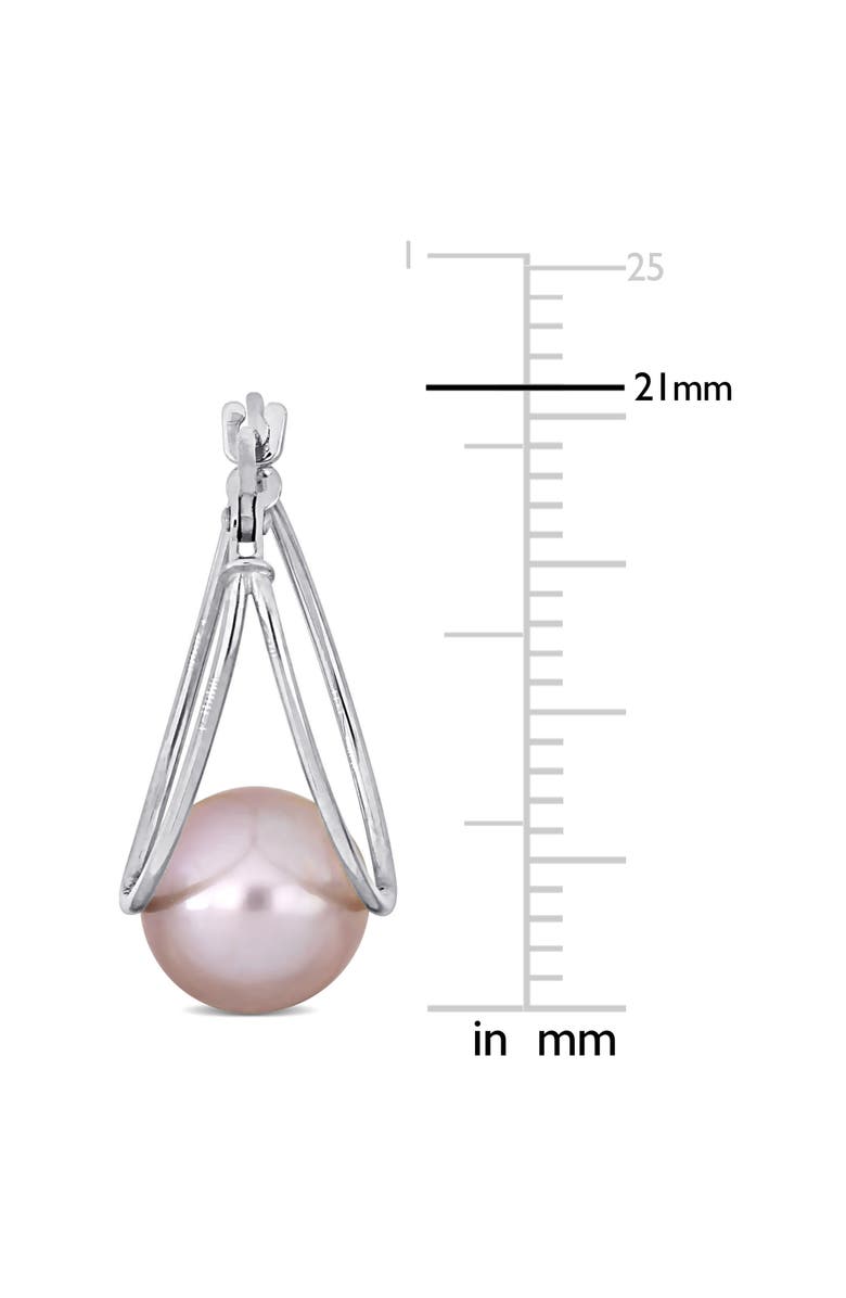 Julianna B. Cultured Pearl Drop Hoop Earrings 10k, Alternate, color, Pink Pearl/White Gold