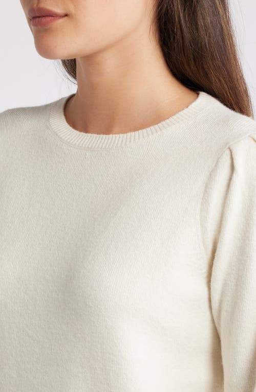 CASLON CASLON® PUFF SLEEVE COTTON BLEND CREWNECK SWEATER