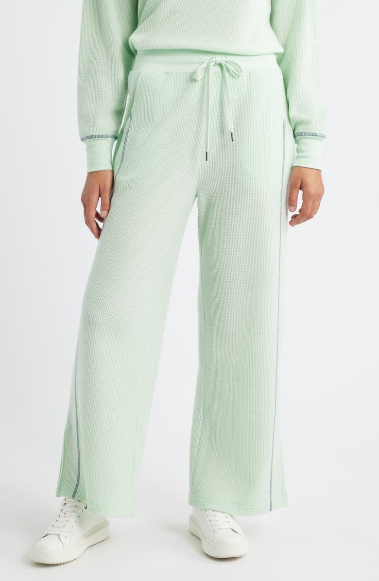 CITY BLUES Contrast Stitch Waffle Knit Lounge Pants, Main, color, Mint