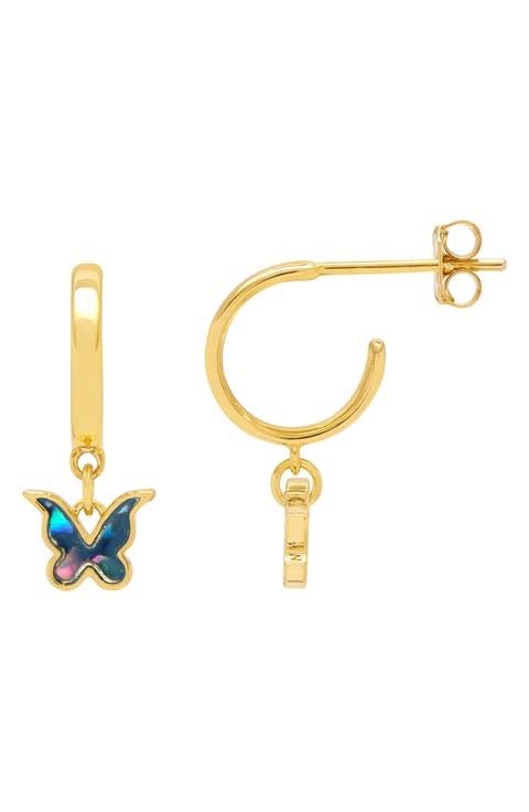 Abalone Butterfly Hoop Earrings