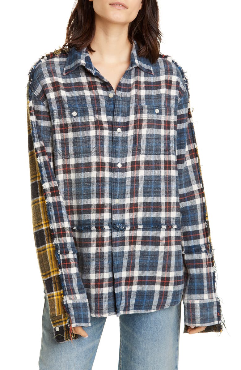 R13 Mended Double Plaid Shirt, Main, color, 