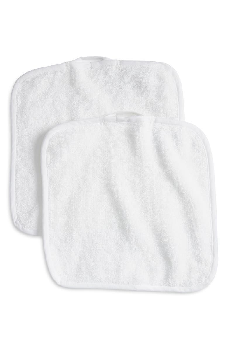WEEZIE 2-Pack Organic Cotton Baby Washcloths, Main, color, White