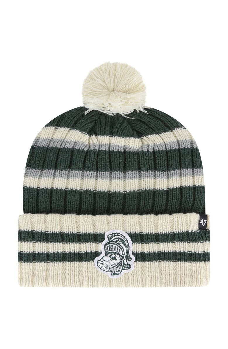 '47 Men's '47 Green Michigan State Spartans No Huddle Cuffed Knit Hat with Pom, Main, color, Green