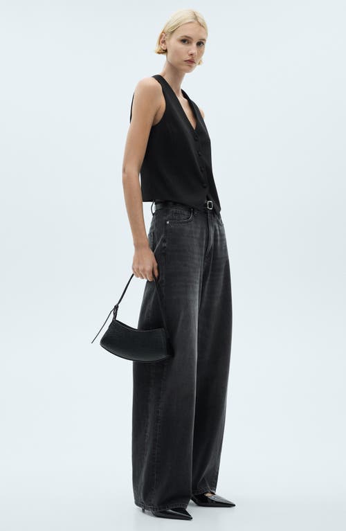 Mango Suit Waistcoat With Buttons In Black
