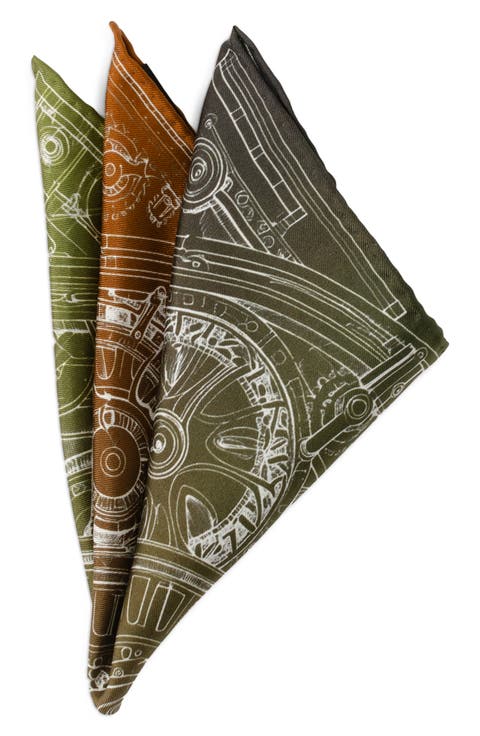 Antique Clock Gradient Silk Pocket Square