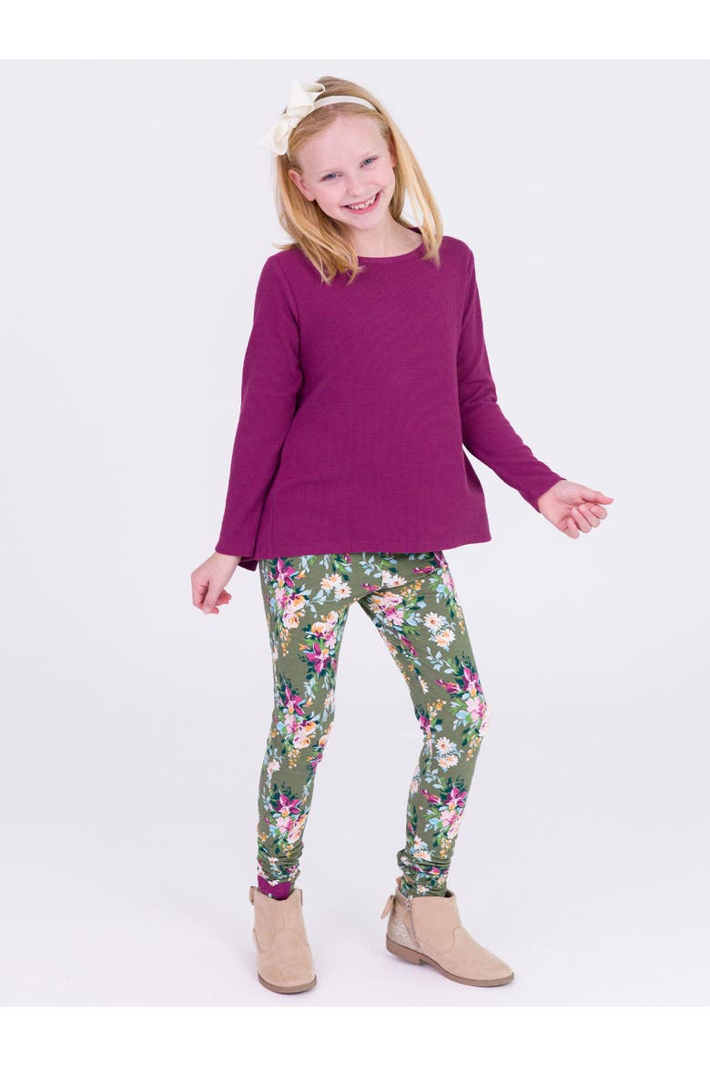 Girls Kids Ruched Bow Leggings, Alternate, color, Enchanted Garden