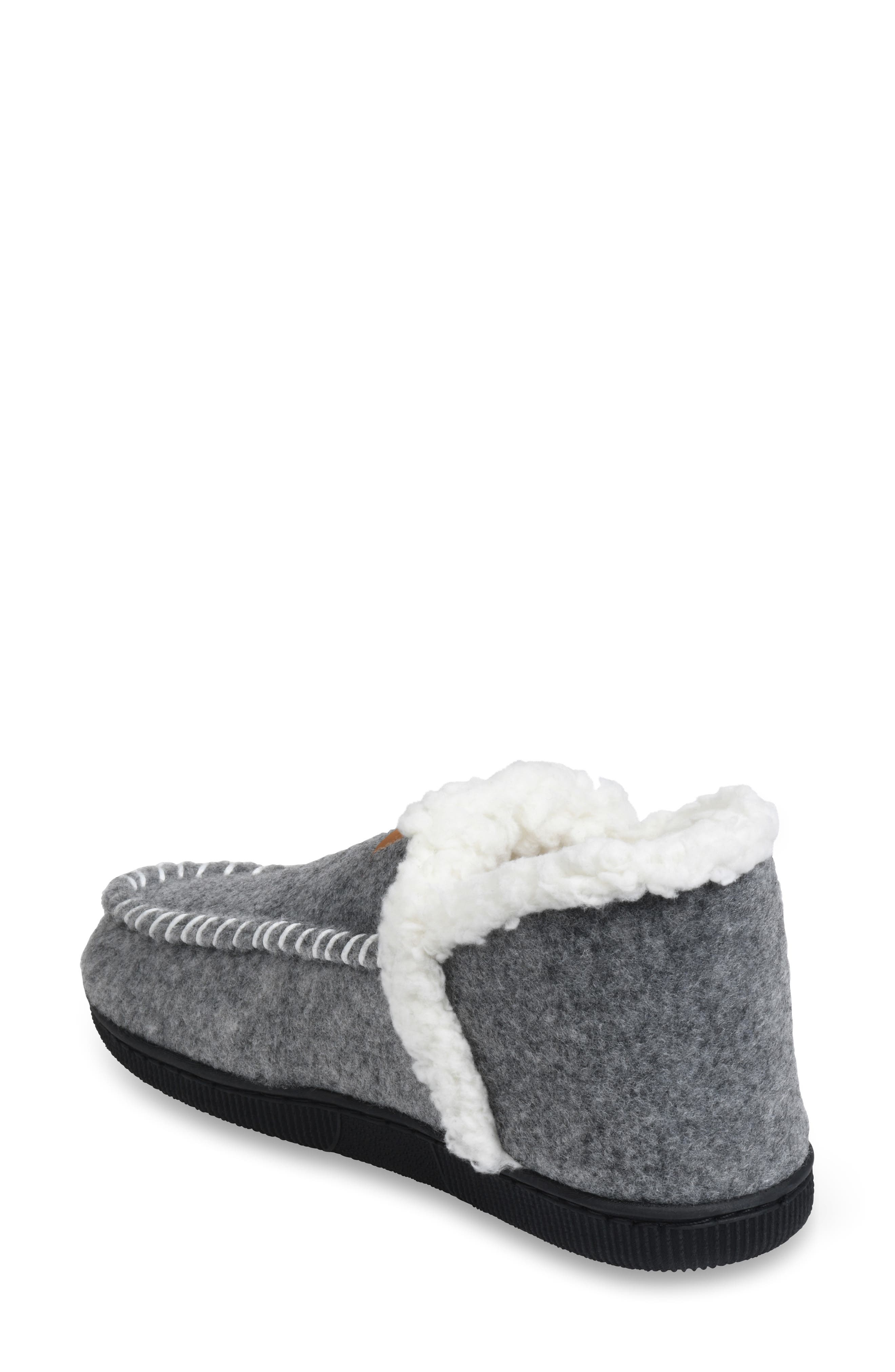 Faux Fur Moc Toe Slipper, Alternate, color, GREY