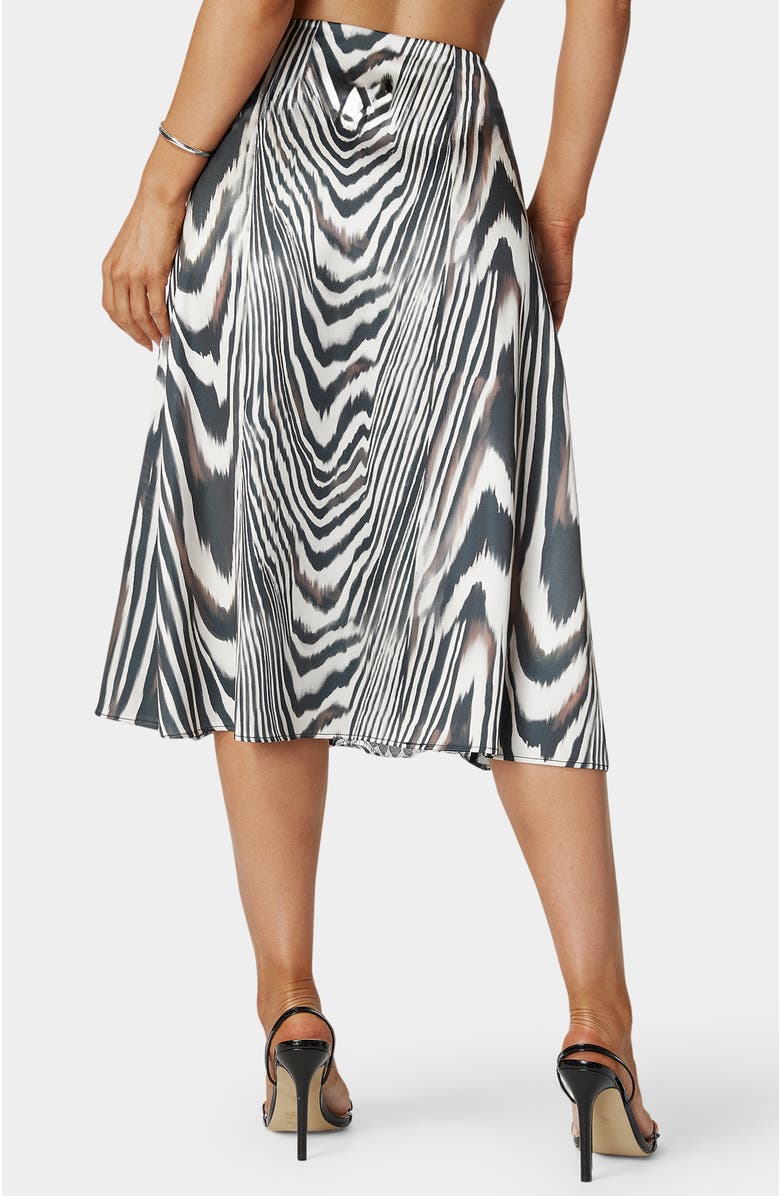 bebe Asymmetrical Lace Insert Satin Skirt, Alternate, color, 2 Tones Zebra Print