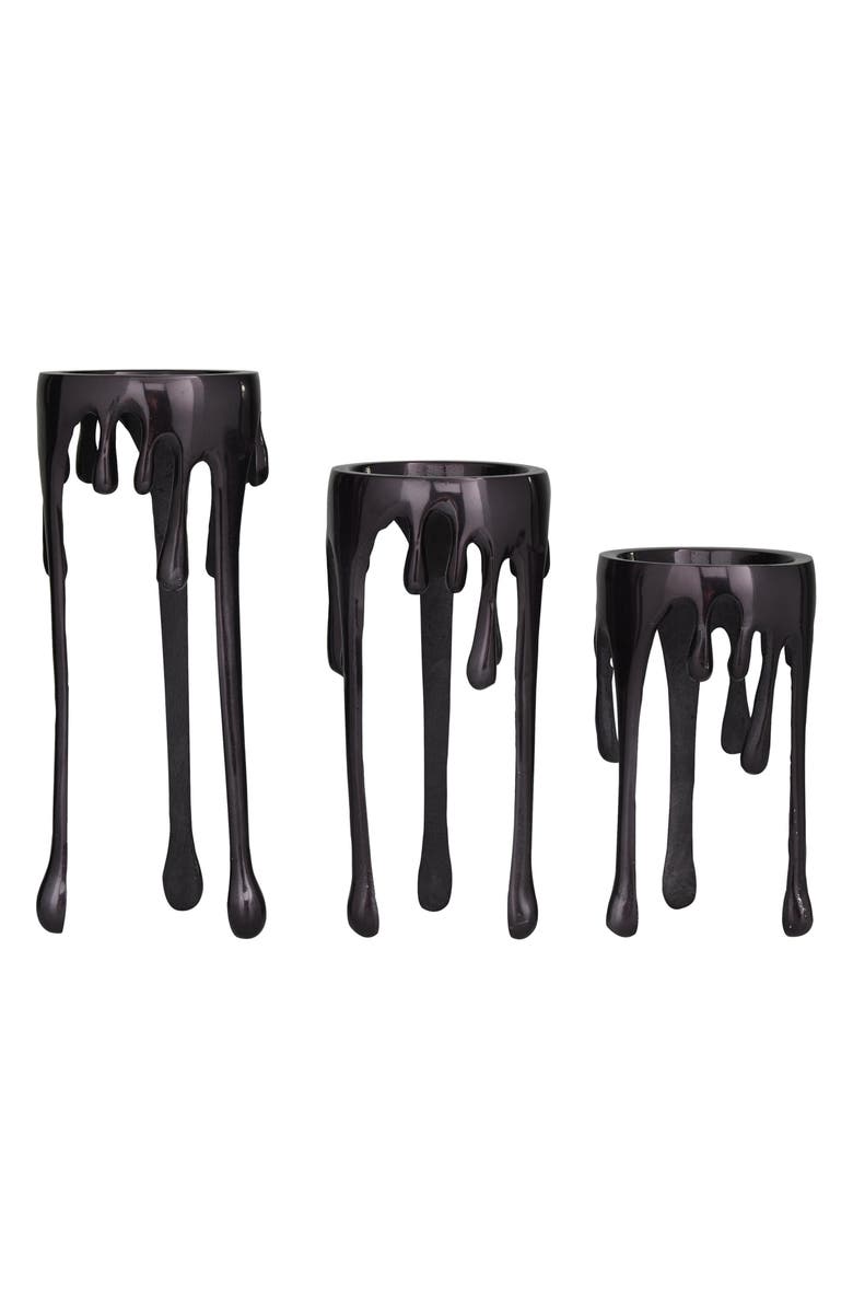 UMA Set of 3 Melting Wax Pillar Candleholders, Alternate, color, Black