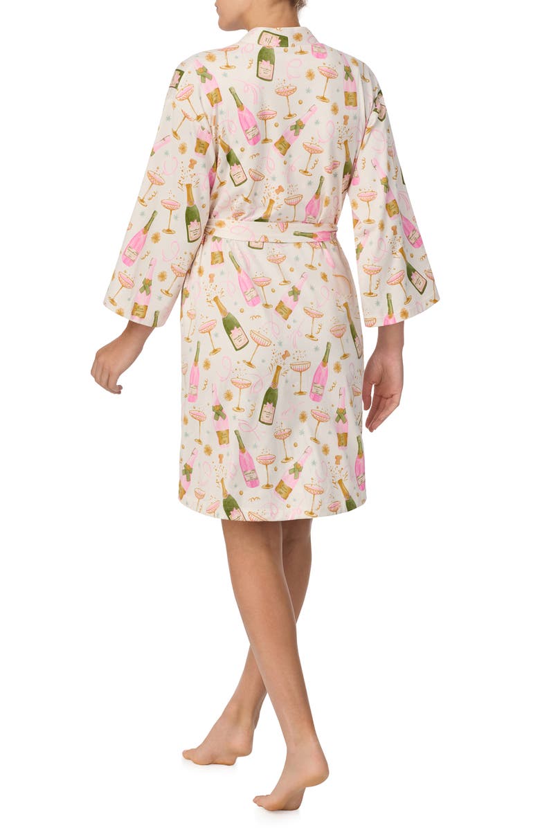Room Service Pjs Champagne Three-Quarter Sleeve Robe, Alternate, color, White/ Print