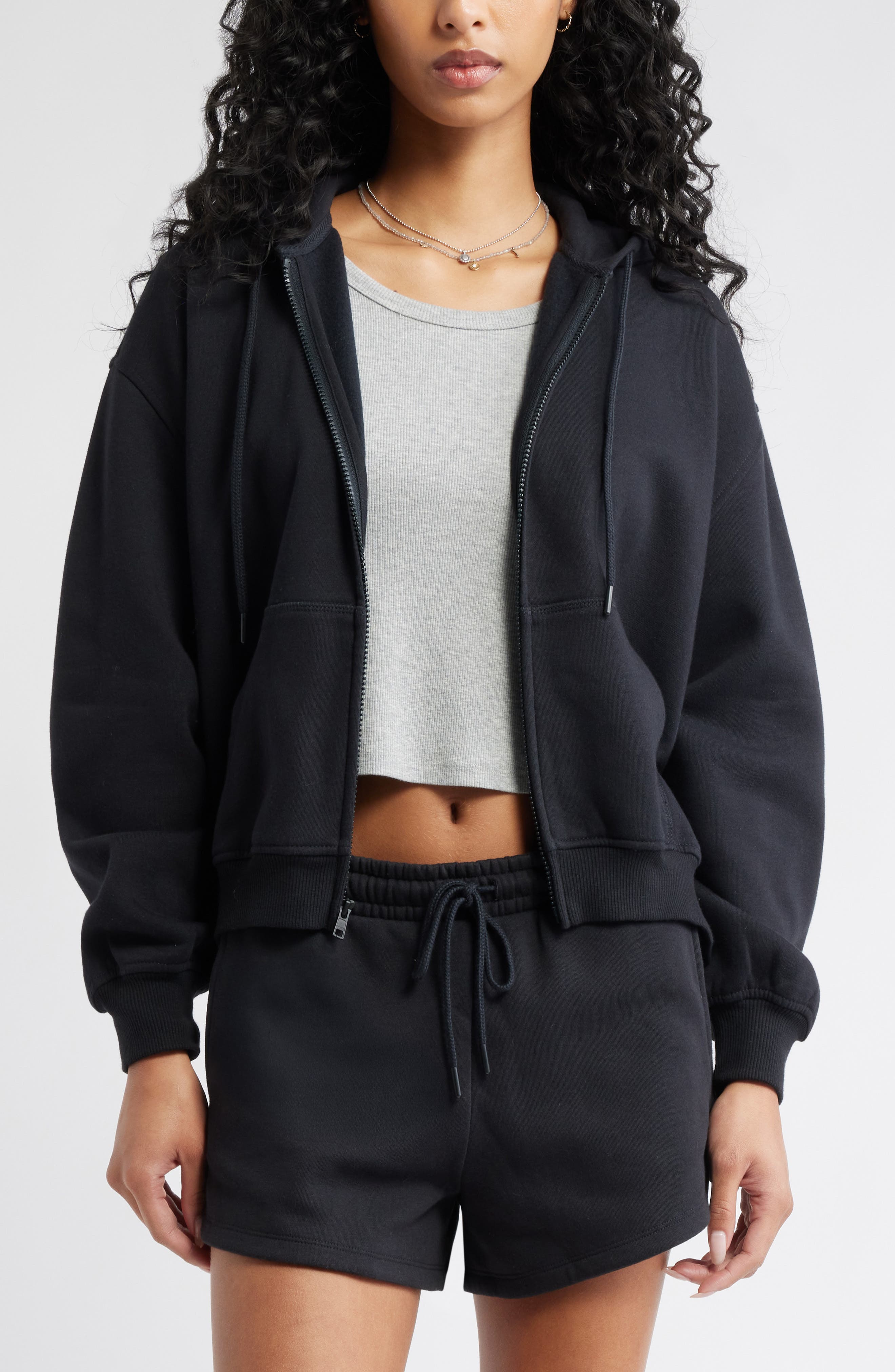 BP. Relaxed Cotton Blend Zip Hoodie